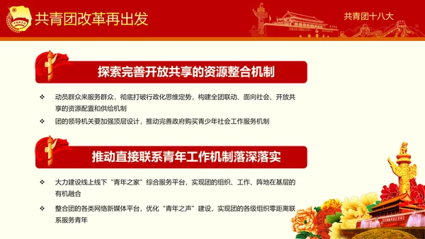 稳重大气党政中国共青团十八大精神学习PPT模板