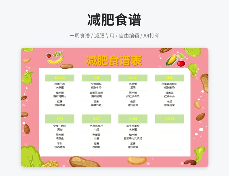 减肥食谱表