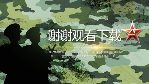 迷彩风八一部队军工作汇报PPT