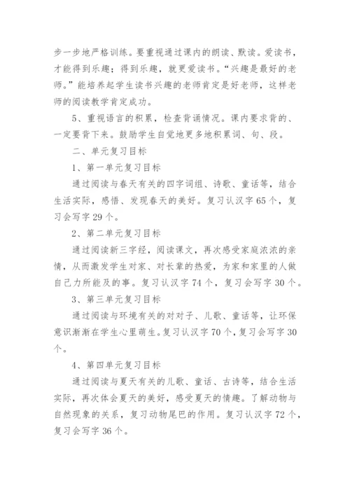 语文一年级下册复习计划.docx