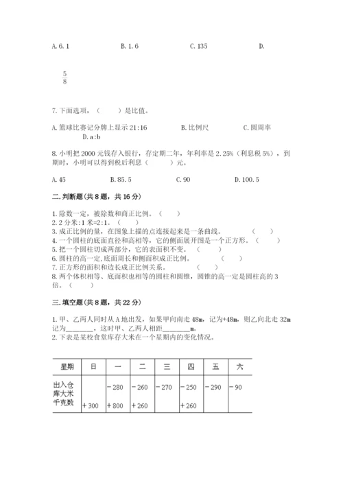 北京版小学六年级下册数学期末综合素养测试卷附答案（达标题）.docx