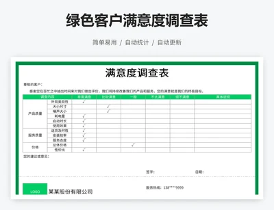 绿色客户满意度调查表