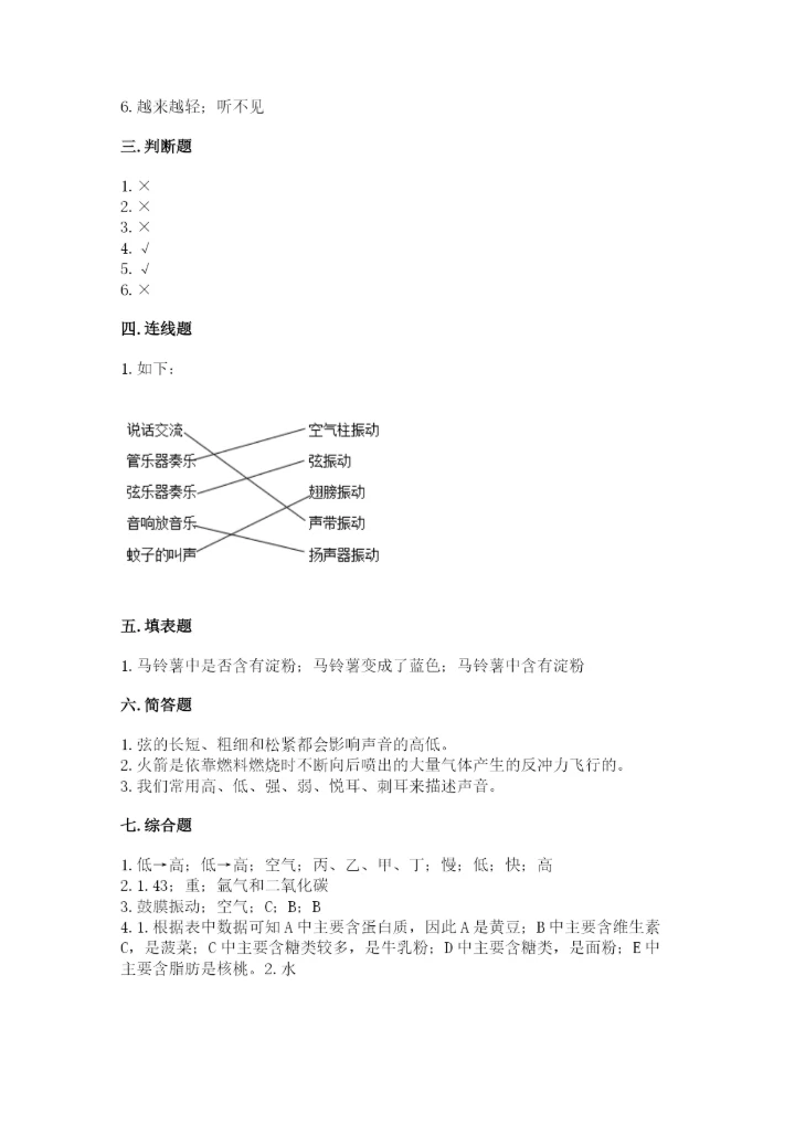 教科版四年级上册科学期末测试卷及解析答案.docx