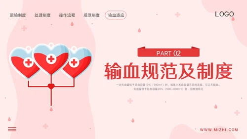 红色插画输血制度PPT模板宣传PPT动态PPT医疗护理
