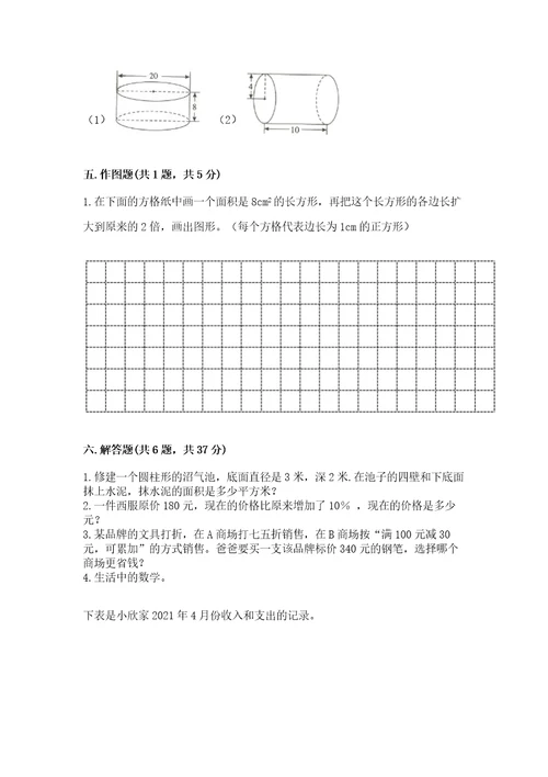 小升初数学六年级下册期末测试卷（典型题）wod版