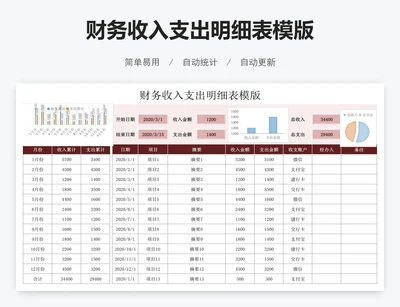 财务收入支出明细表模版