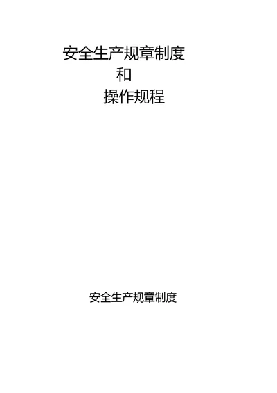 安全生产规章制度和操作规程(2)