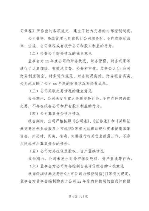 唐山汇中股份XX年度监事会工作报告.docx