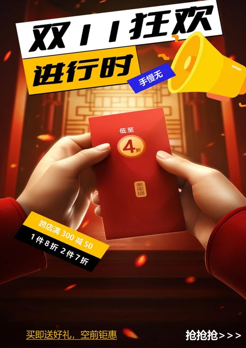 双11狂欢进行时双十一海报