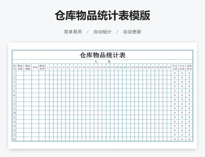 仓库物品统计表模版