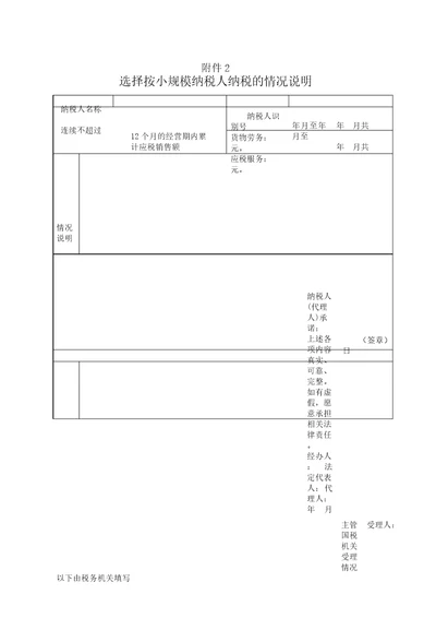 选择按小规模纳税人纳税情况说明