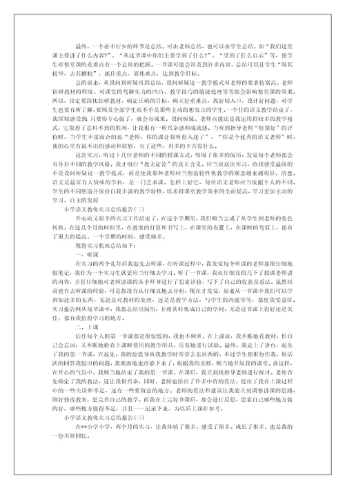 小学语文教化实习总结报告