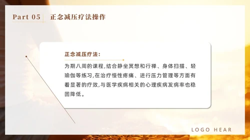 橙色简约风商务正念减压疗法培训PPT模板