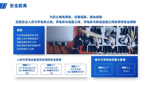 蓝色渐变简约商务电气安全培训PPT模板安全教育