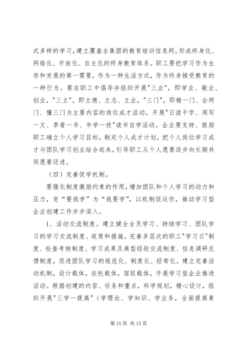 煤矿创建学习型企业工作规划.docx