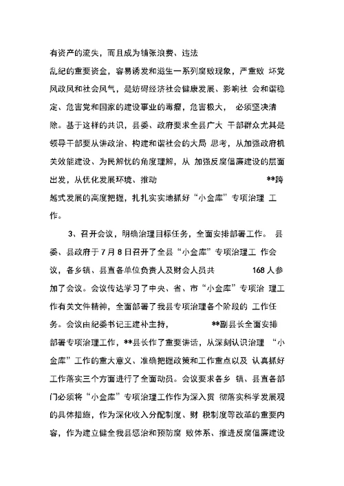 县“小金库”专项治理工作情况汇报