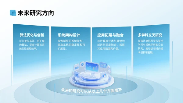 蓝色3D立体风计算机专业文献汇报PPT模版