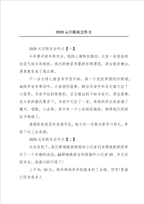 2020元旦联欢会作文