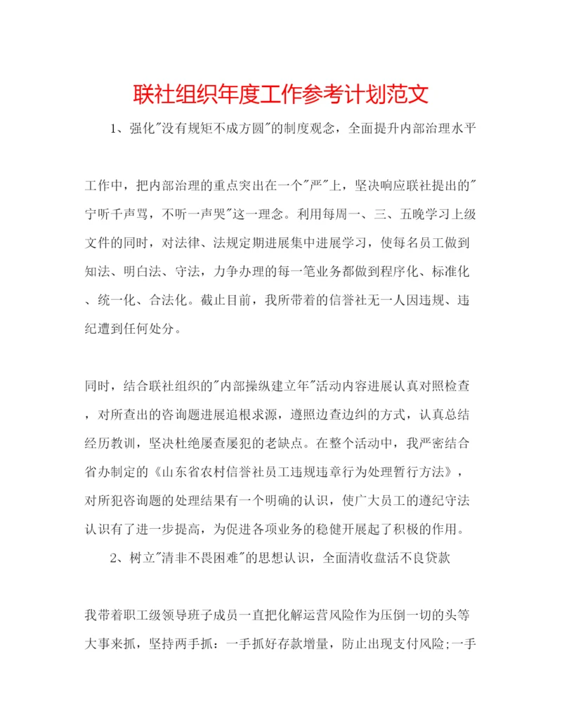 精编联社组织年度工作参考计划范文.docx