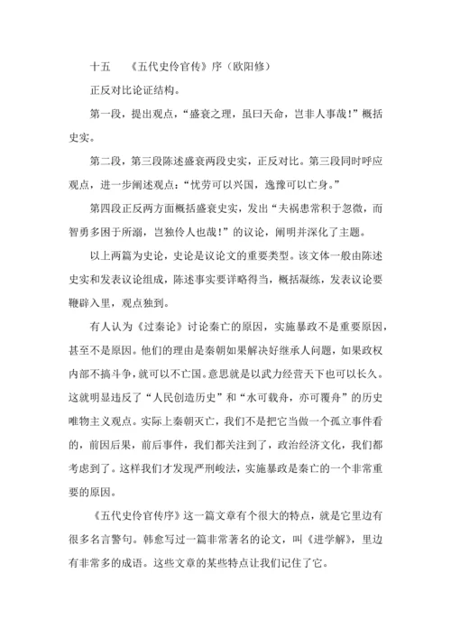 统编版高中语文教材典范议论文论证结构及观点思辨梳理.docx
