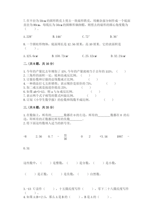 苏教版数学小升初模拟试卷含完整答案（夺冠系列）.docx