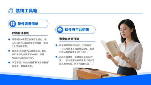 蓝色商务风开学季新学年规划新学期新航线PPT模板
