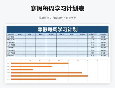 寒假每周学习计划表