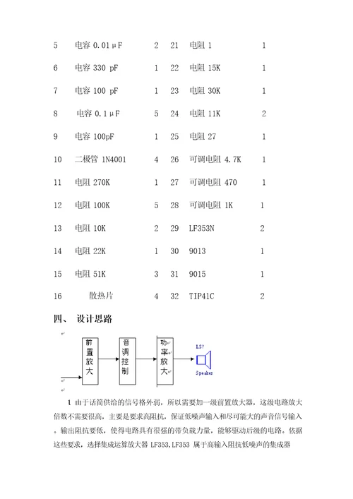 扩音机电路设计制作报告