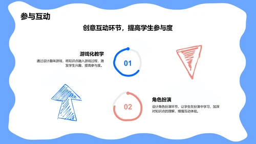 蓝色卡通风可爱卡通教育教学PPT模板