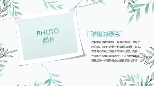 绿色小清新淡雅电子相册动态PPT