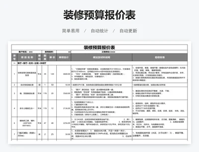 装修预算报价表