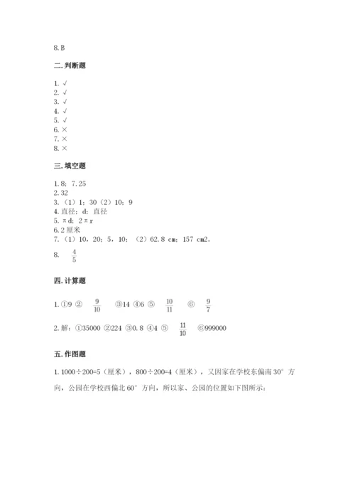 人教版小学六年级上册数学期末测试卷（夺冠）word版.docx