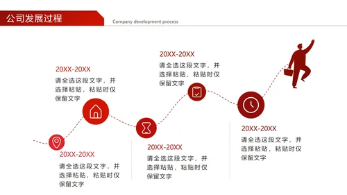 红色几何公司发展过程PPT模板