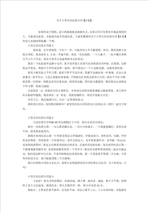 关于小男生的自我介绍4篇