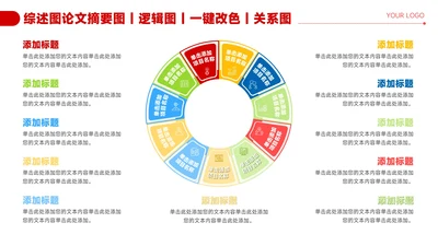 红色简约风11项圆环信息关系图PPT