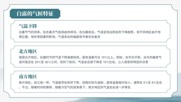 绿色中国风风格格白露节气介绍PPT模板