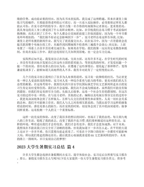 2023大学生暑期实习总结