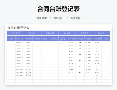 合同台账登记表