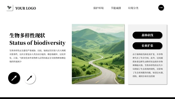 黑白简约商务风绿色环保PPT模板