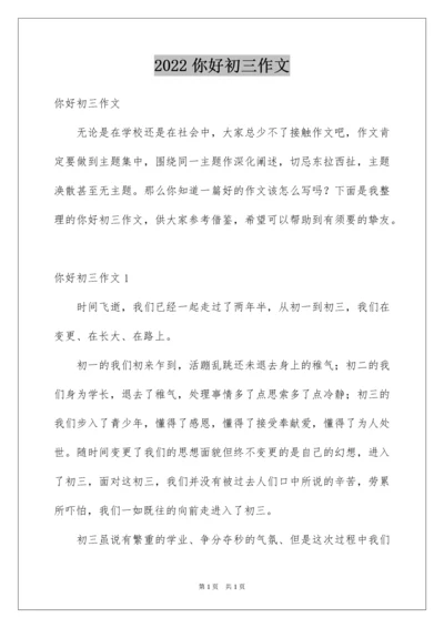 2022你好初三作文.docx