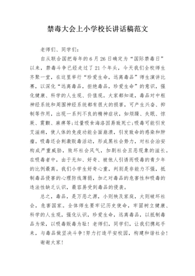 禁毒大会上小学校长讲话稿范文.docx