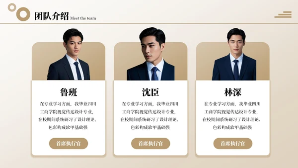 金色商务风团队介绍PPT版式合集
