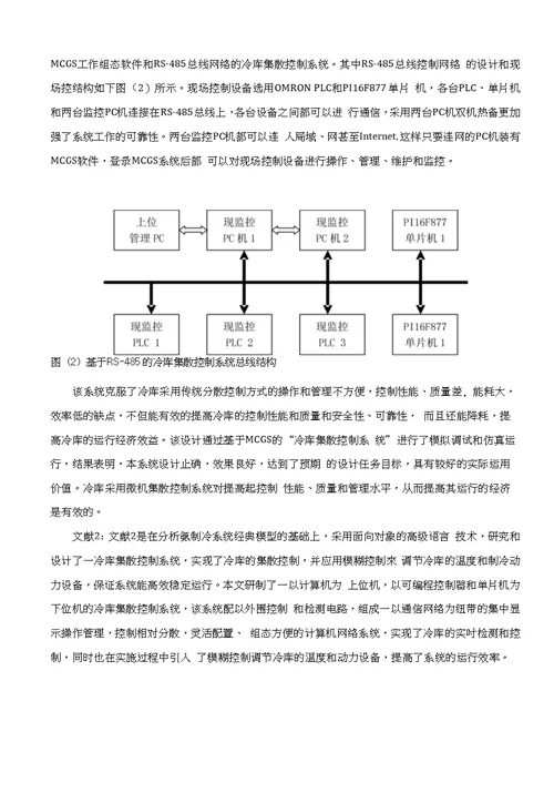 调研报告冷库制冷装置集散控制系统的研究与设计