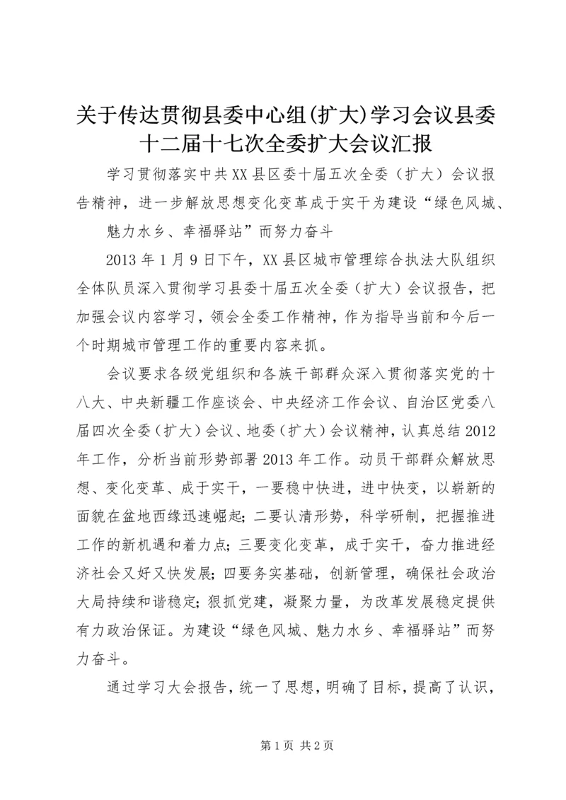 关于传达贯彻县委中心组(扩大)学习会议县委十二届十七次全委扩大会议汇报.docx