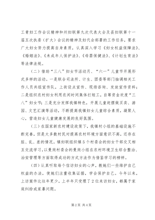 乡镇妇联上半年工作总结及下半年工作计划_1.docx