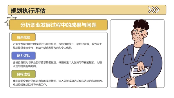 黄色插画风大学生职业发展规划PPT模板