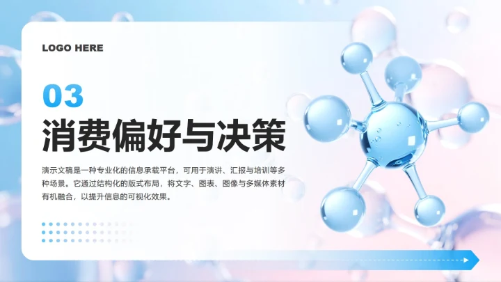 蓝粉色简约风医美医疗行业经济消费调研报告PPT模板