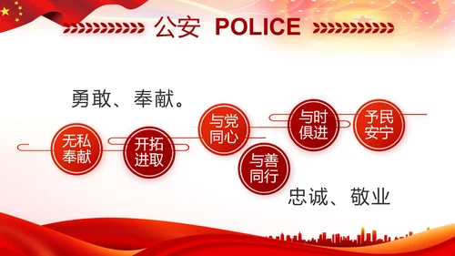 红色大气公安警察扫黑除恶斗争工作PPT动态