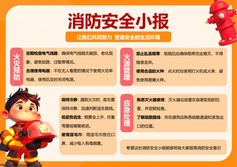 可爱风消防安全小报