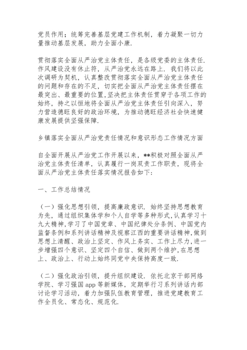 乡镇落实全面从严治党责任情况和意识形态工作情况方面.docx